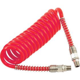 HA5211 Polyurethane Coiled Hose Assembly Red 5m of 6.5mm i/d Hose Male Thread R 1/4 Swivel Ends