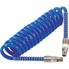 HA5219 Polyurethane Coiled Hose Assembly Blue 10m of 8mm i/d Hose Male Thread R 1/4 Swivel Ends