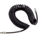 HA5215 Polyurethane Coiled Hose Assembly - Black - 7.5m of 6.5mm i/d Hose - Male Thread R 1/4 Swivel Ends